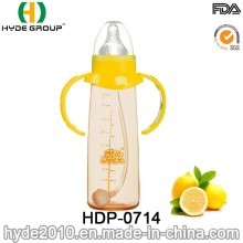Botella de alimentación plástica del bebé de los PP libre de la venta 260ml BPA, botella de leche plástica modificada para requisitos particulares del bebé (HDP-0714)